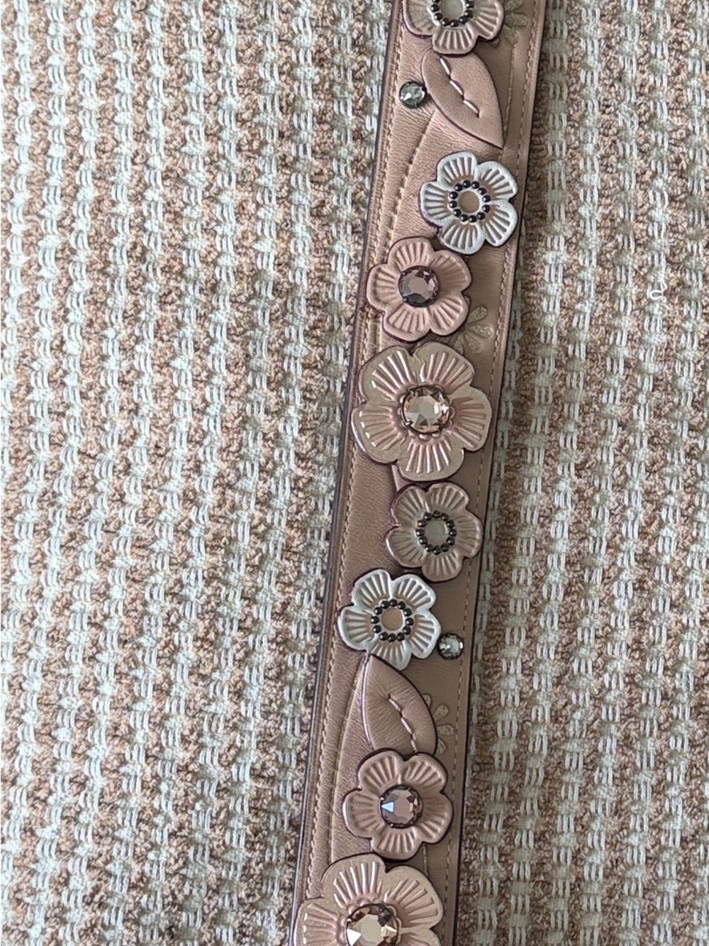Coach Blush Floral Appliqué Leather Strap - Women